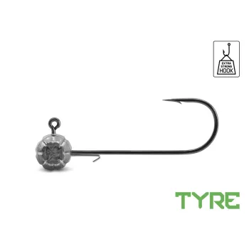 Grub-tartóval ellátott Delphin TYRE jigfej / 3 db