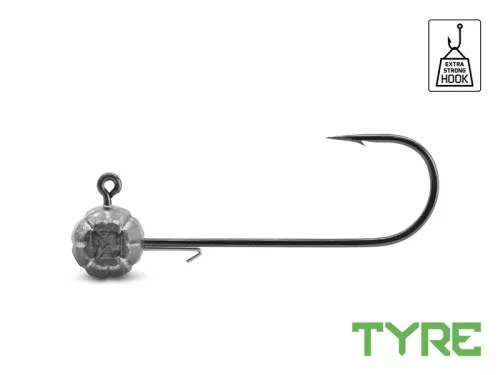 Grub-tartóval ellátott Delphin TYRE jigfej / 3 db