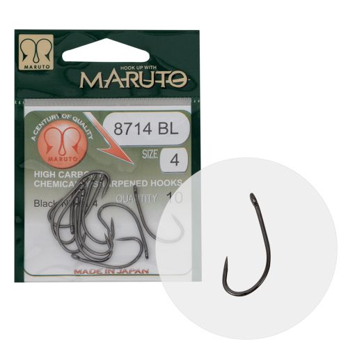 MARUTO HOROG 8714BL CARP HOOKS HC T.D.E.5° BARBLESS BLACK NICKEL 10