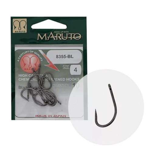 MARUTO HOROG 8355BL CARP HOOKS FORGED STRAIGHT EYE BARBLESS HC BLACK NICKEL 6