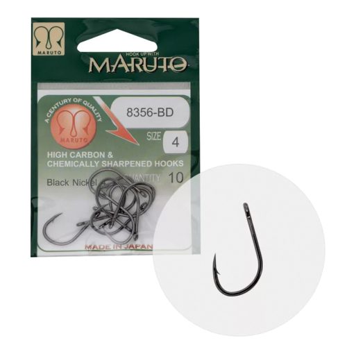 MARUTO HOROG 8356-BD CARP HOOKS BARBED FORGED STRAIGHT EYE HC BLACK NICKEL 6