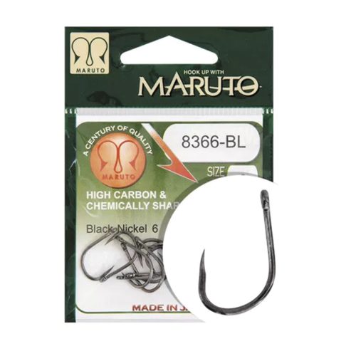 MARUTO HOROG 8366BL CARP HOOKS BARBLESS STRAIGHT EYE FORGED REVERSED RINGED HC BLACK NICKEL 4