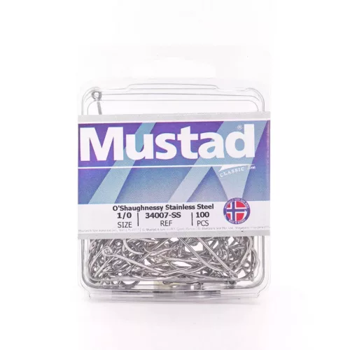 MUSTAD O'SHAUGHNESSY STAINLESS HOOKS STAINLESS STEEL 7/0 3DB/CSOMAG