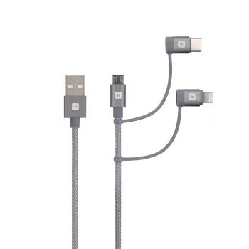   SKROSS Steel Line USB kábel, töltő, szinkron (microUSB, USB-C, lightning) 1,2m