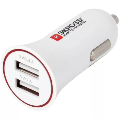 SKROSS USB töltő, autós, szivargyújtó (2x USB-A, 1A/2,4A)