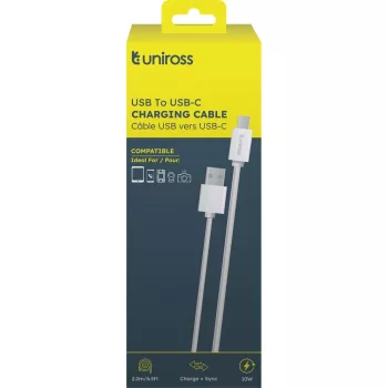 Uniross USB - USB-C kábel, 2m, Charge + Sync
