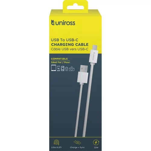 Uniross USB - USB-C kábel, 2m, Charge + Sync