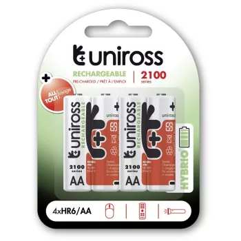   Uniross AA/ceruza 1,2V 2100mAh Ni-MH HYBRIO akkumulátor 4db/csomag
