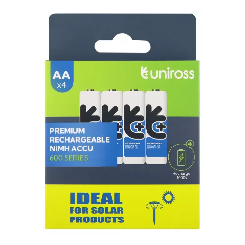 Uniross NiMH AA/ceruza 1,2V 600mAh elemméretű szolár akkumulátor 4db/csomag